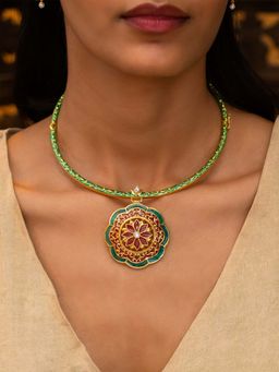 Shaya by CaratLane - 925 Silver Bidaai Multi-Color Gold Plated Necklace