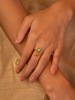 Shaya by CaratLane - 925 Silver Saat Phere Gold Plated Ring