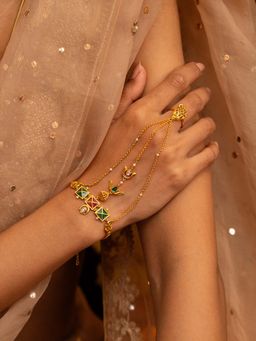 Shaya by CaratLane - 925 Silver Phera Promise Gold Plated Hathphool