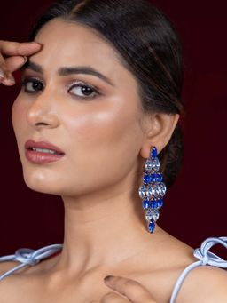 Niscka - Blue Rhine Stone Cz Party-Wear Earrings