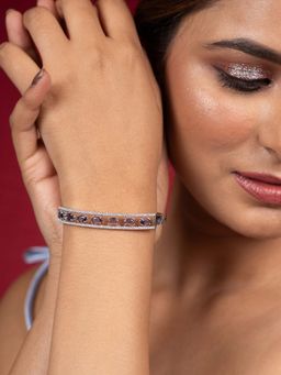 Niscka - Silver Plated Purple Ad Stone Openable Bracelet