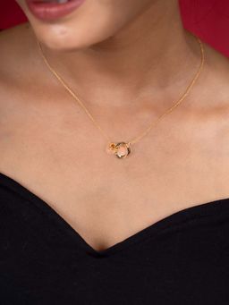 Niscka - Fancy Gold-Plated Cz Double Circle Pendant Necklace