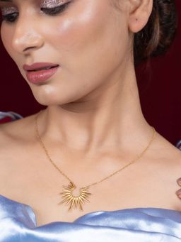 Niscka - Fancy 24K Gold-Plated Spike Pendant Necklace