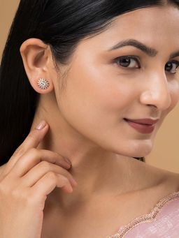 Teejh - Gleam Cz Stones Rose Gold Plated Stud Earrings