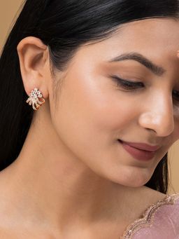 Teejh - Swaran Sanya Cz Stones Rose Gold Plated Stud Earrings