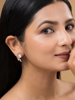 Teejh - Majestic Mira Cz Stones Rose Gold Stud Earrings