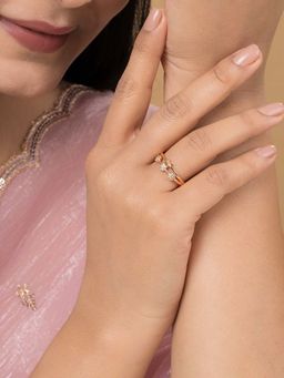 Teejh - Kohinoor Kismet Cz Stones Gold Plated Ring