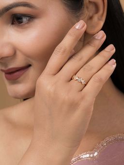 Teejh - Rishika Radiance Cz Stones Gold Plated Ring