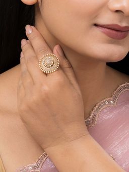Teejh - Shehnai Shimmer Cz Stones Gold Plated Ring