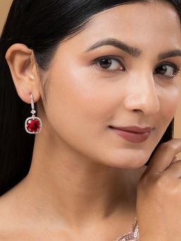 Teejh - Twinkle Rose Gold Plated Red Stone Earrings