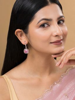 Teejh - Twinkle Rose Gold Plated Pink Stone Earrings