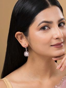 Teejh - Twinkle Rose Gold Plated White Stone Earrings