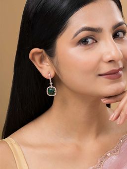 Teejh - Twinkle Rose Gold Plated Green Stone Earrings