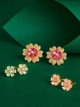 Teejh - Floral Multi-Color Interchangeable Stud Earrings