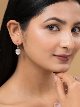 Teejh - Aura Rose Gold Plated White Pearl Drop Earrings