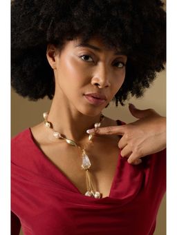 Joules By Radhika - Sirena Gold Plated White Pearl Necklace