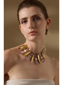 Joules By Radhika - Amarae Gold Plated Purple Stone Necklace