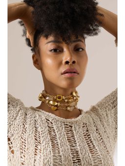 Joules By Radhika - Maelis Gold Plated White Stone Choker Necklace