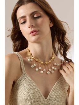 Joules By Radhika - Selket Gold Plated White Pearl Necklace