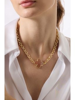Joules By Radhika - Lunhara Gold Plated Peach Stone Necklace