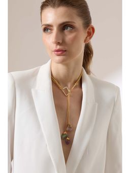 Joules By Radhika - Zarephia Gold Plated Multi-Color Stone Studded Necklace