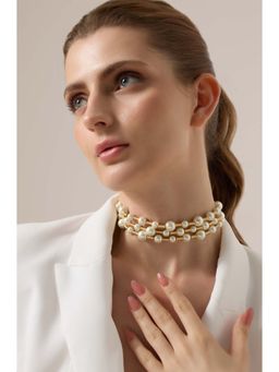 Joules By Radhika - Ismara Gold Plated White Pearl Choker Necklace