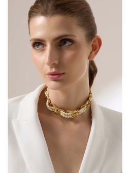 Joules By Radhika - Halene Gold Plated White Pearl Choker Necklace