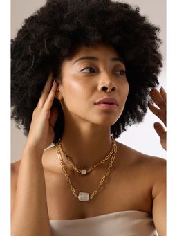 Joules By Radhika - Uzara Gold Plated White Stone Necklace