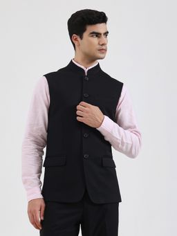 Wyre - Solid Black Nehru Jacket