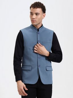 Wyre - Solid Navy Blue Nehru Jacket