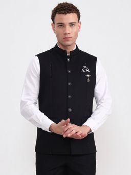 Wyre - Cotton Blend Men's Black Nehru Jacket