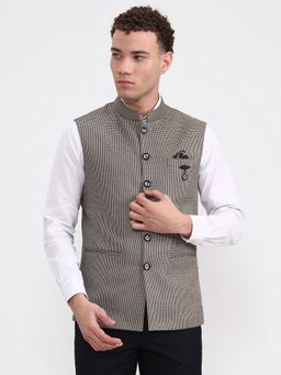 Wyre - Men's Cotton Blend Nehru Brown Jacket