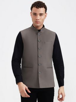 Greenfibre - Men's Solid Grey Nehru Jacket