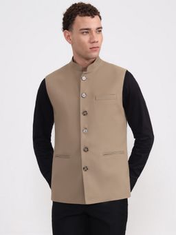 Greenfibre - Men's Solid Khaki Nehru Jacket
