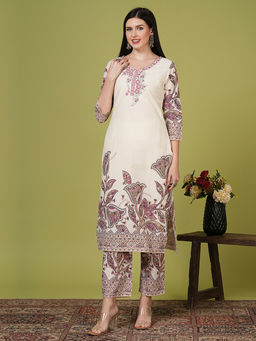 FASHOR - Women Off White Floral Co-ord (Set of 2)