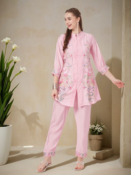 FASHOR - Women Pink Floral Co-ord (Set of 2)