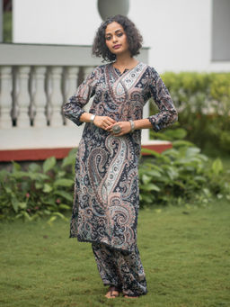 Suta - Women Black Paisley Co-ord (Set of 2)