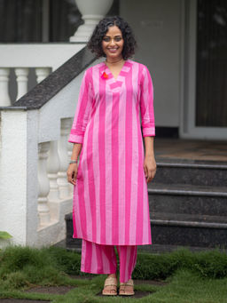 Suta - Women Pink Stripes Co-ord (Set of 2)