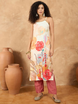 Varanga - Women Off White Floral Kurta with Pant (Set of 2)