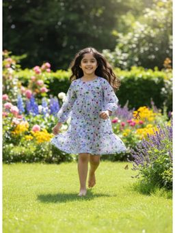 Maaesa - Girls Floral Print Purple Dress