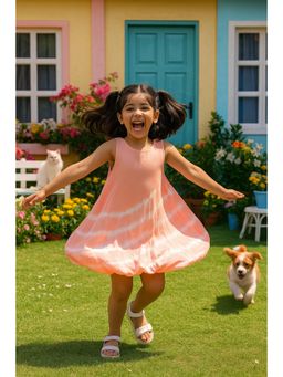 Maaesa - Girls Tie Dye Rayon Staple Pink Dress