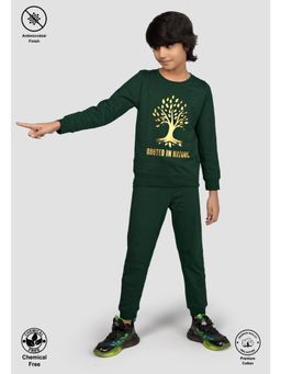 TRESNOVA - Cotton Knit Antimicrobial Finish Root T-Shirt And Joggers Set-Green
