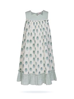 Yo Baby - Sage Booty Print And Stripe Sweetheart Neck Dress