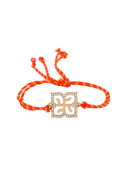 Estele - Gold Plated Holy Swastika Designer Rakhi with Austrian Crystals & Silk Thread