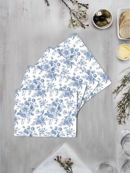 Space of Joy - Blue Rose Premium Printed Rectangular MDF Wooden Placemats