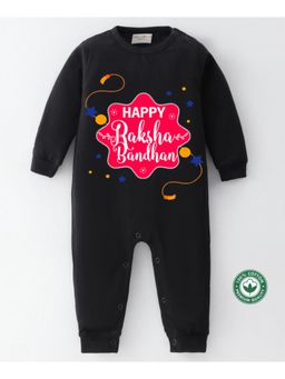BLUSHES - Black Cotton Happy Raksha Bandhan Romper