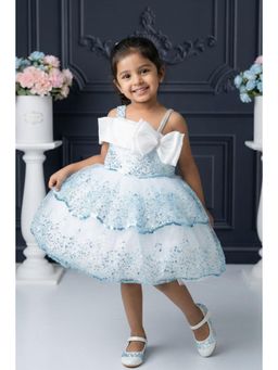 Lagorii - Ice Blue Sequin Layered Ruffle Party Dress