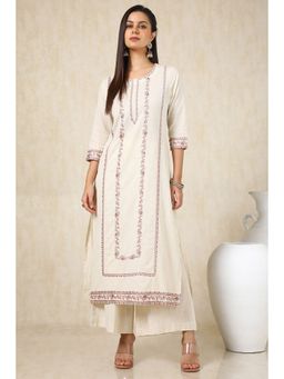 Soch - Off White Floral Kurta and Palazzo (Set of 2)