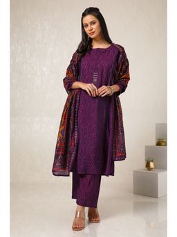Soch - Purple Abstract Kurta with Palazzo and Dupatta (Set of 3)