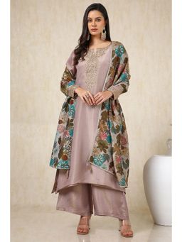 Soch - Purple Floral Kurta with Palazzo and Dupatta (Set of 3)